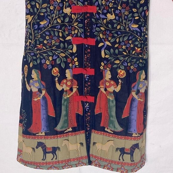 Qianbaiy Chinese Style Printed Quilted Long Coat Jacket S - Picture 15 of 16